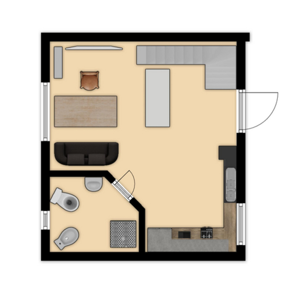 Grundriss des Erdgeschosses der Casa Kamerun – Ferienhaus Kamerun in Kamerun (Damnatz im Wendland)