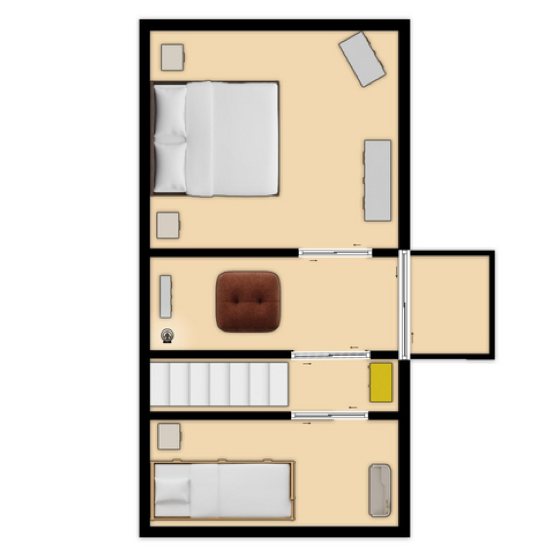 Maison Marabu Obergeschoss-Grundriss Grundriss des Obergeschosses der Maison Marabu – Ferienhaus Kamerun in Kamerun (Damnatz im Wendland)